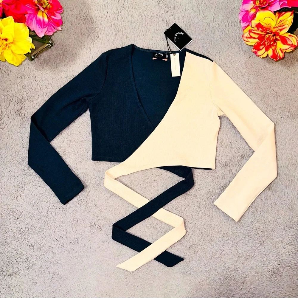 Anthropologie the Luna Kyra wrap top denim color - Picture 4 of 17
